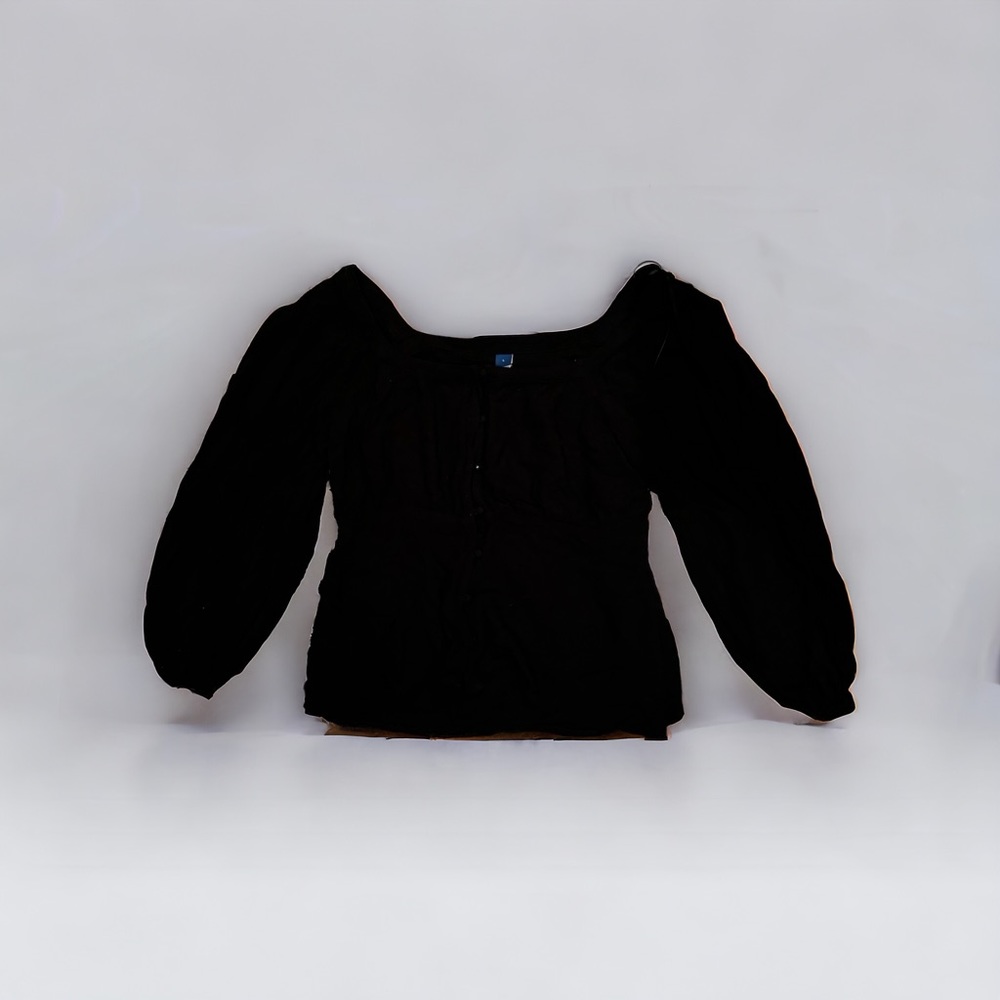 Old Navy Button Front Babydoll 3/4 Sleeve Blouse - Large Black - Picture 1 of 6